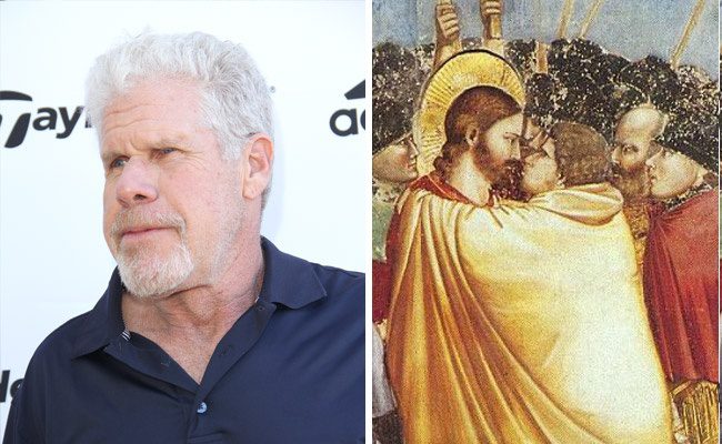 Ron Perlman (2016) hasonmása 1306-ból Giotto di Bondone művéből