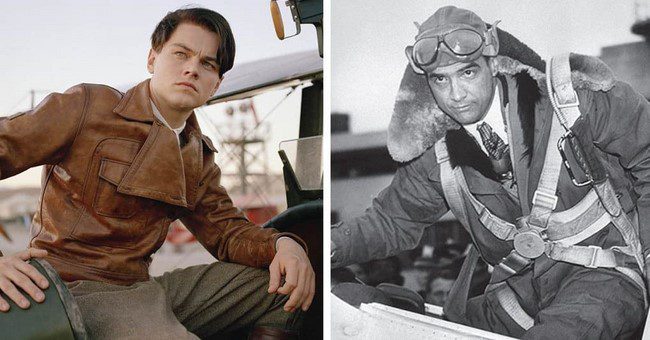 Leonardo DiCaprio és Howard Hughes, amerikai filmproducer, filmrendező, mérnök és pilóta.