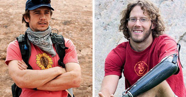 James Franco és Aron Ralston, amerikai hegymászó.